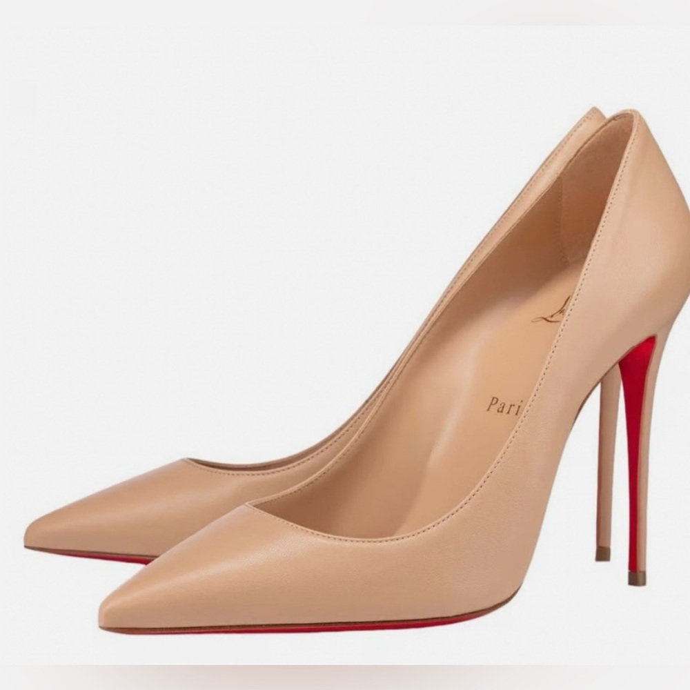 Christian Louboutin Kate 100 Nude Nappa Leather Pointed Classic Heel Pump